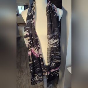 Source Unknown Black and Pink Artistic Scarf